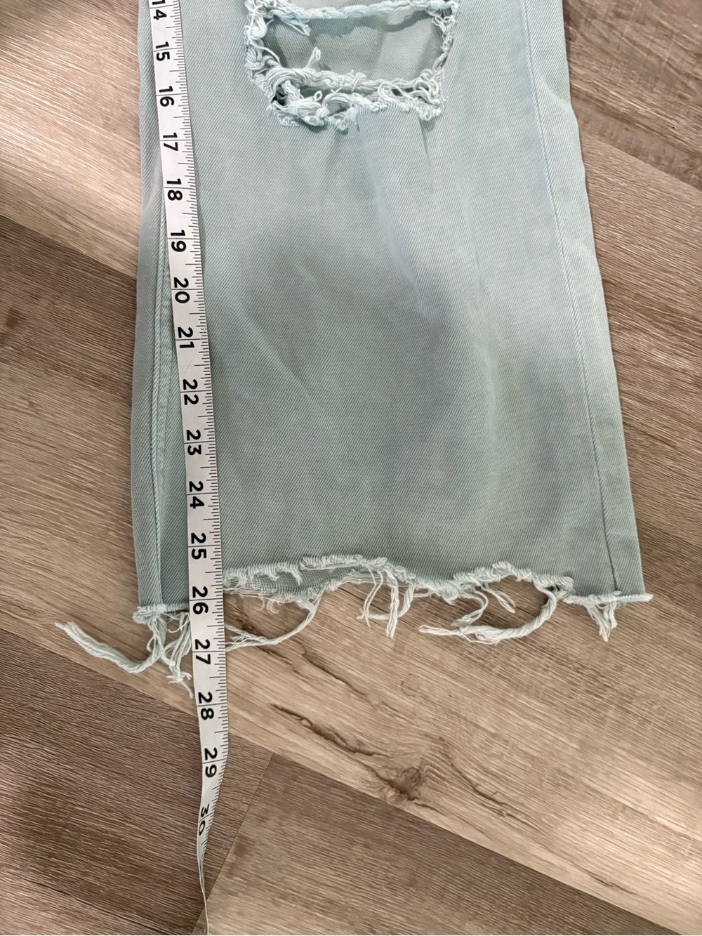 Light Green Distressed Wide-Leg Women's Jeans - Picture 7 of 7